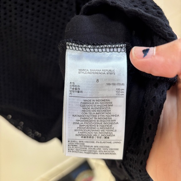 Banana Republic Black Mesh Midi Dress Size 8 Viscose Stretch - Picture 7 of 8